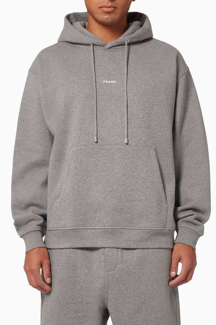 Hoodie in Cotton Fleece, Grey