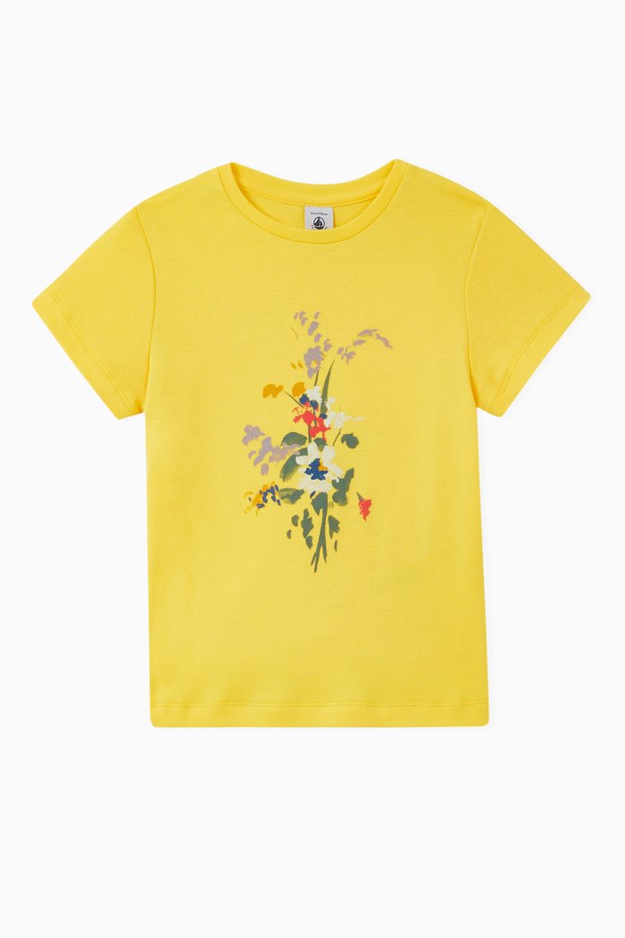 Printed T-shirt in Cotton, Yellow