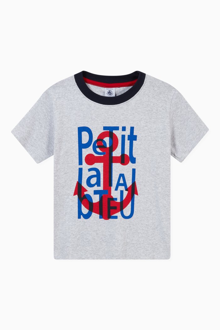 Printed T-shirt in Cotton, Grey