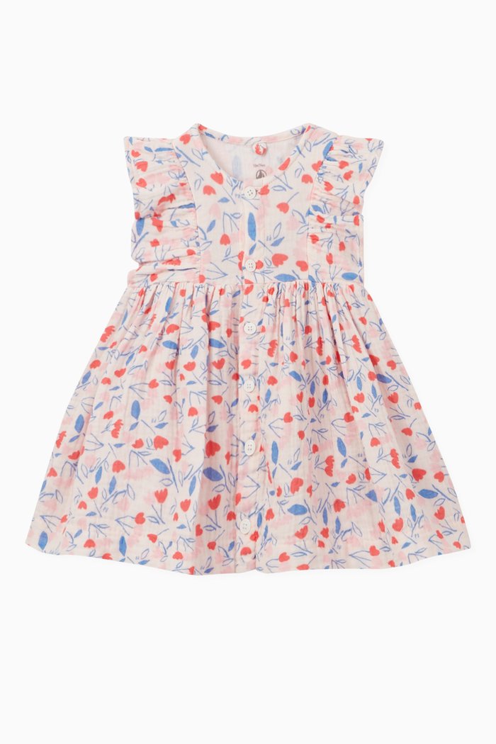 Floral Easy-Care Dress with Bloomers in Organic Cotton, Multicolour