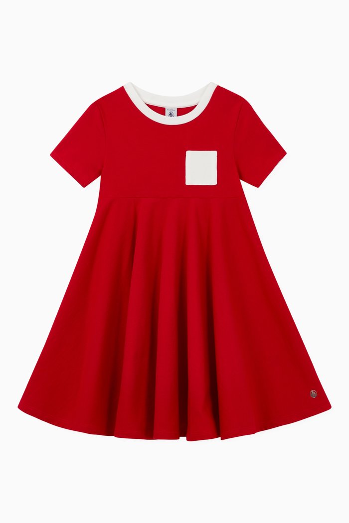 

Jersey Dress in Cotton, Red
