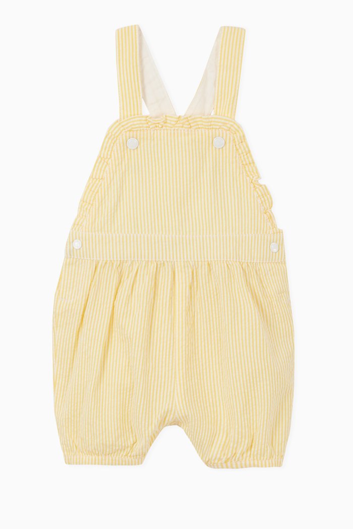 

Stripy Dungaree Shorts in Seersucker, Yellow