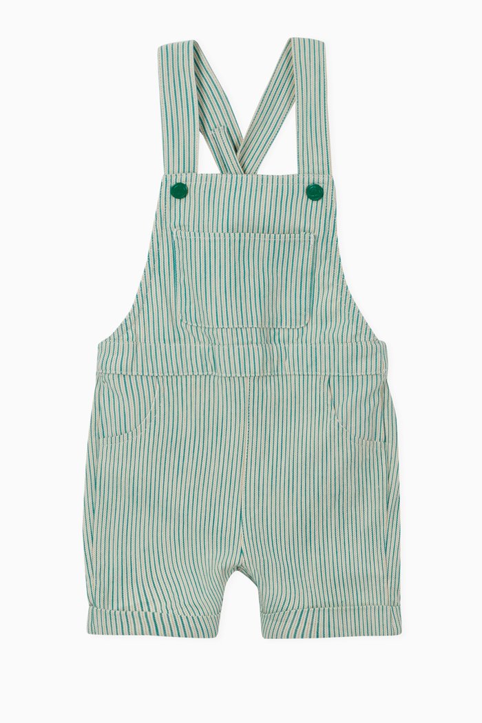 

Fancy Serge Dungaree Shorts in Cotton, Multicolour