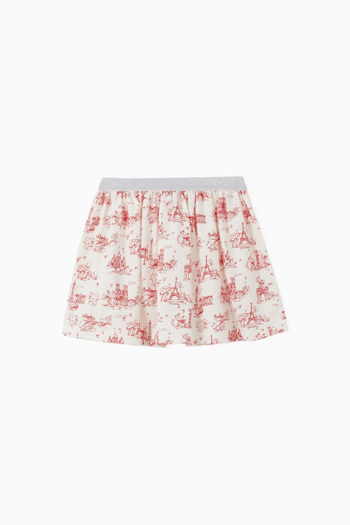 Printed Skirt in Fleece, Multicolour