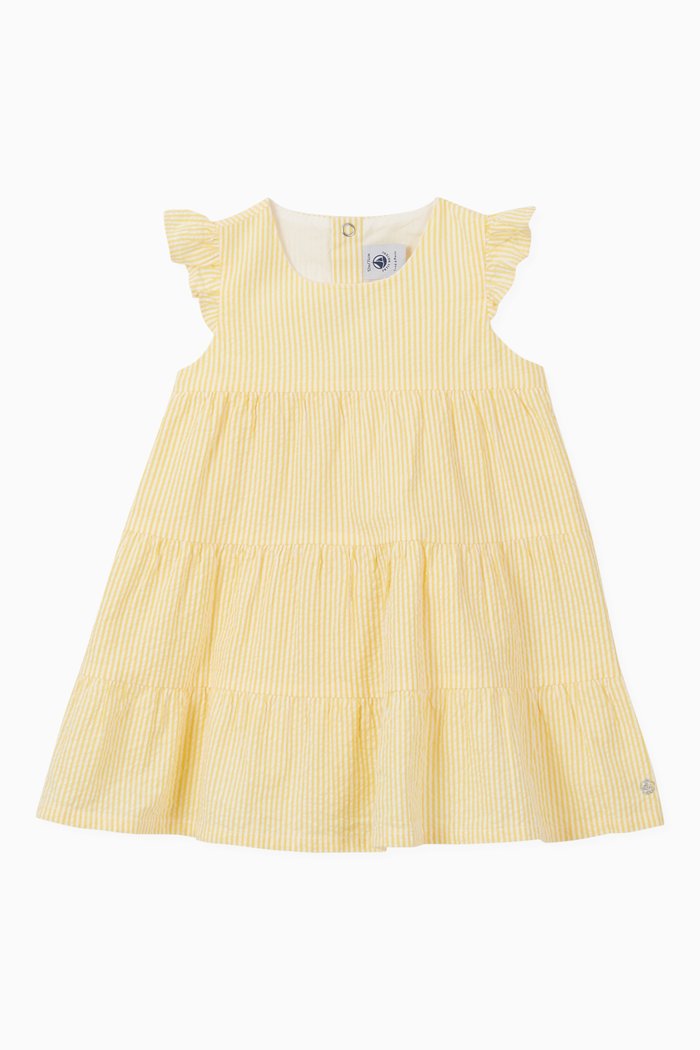 

Stripy Dress in Seersucker, Yellow
