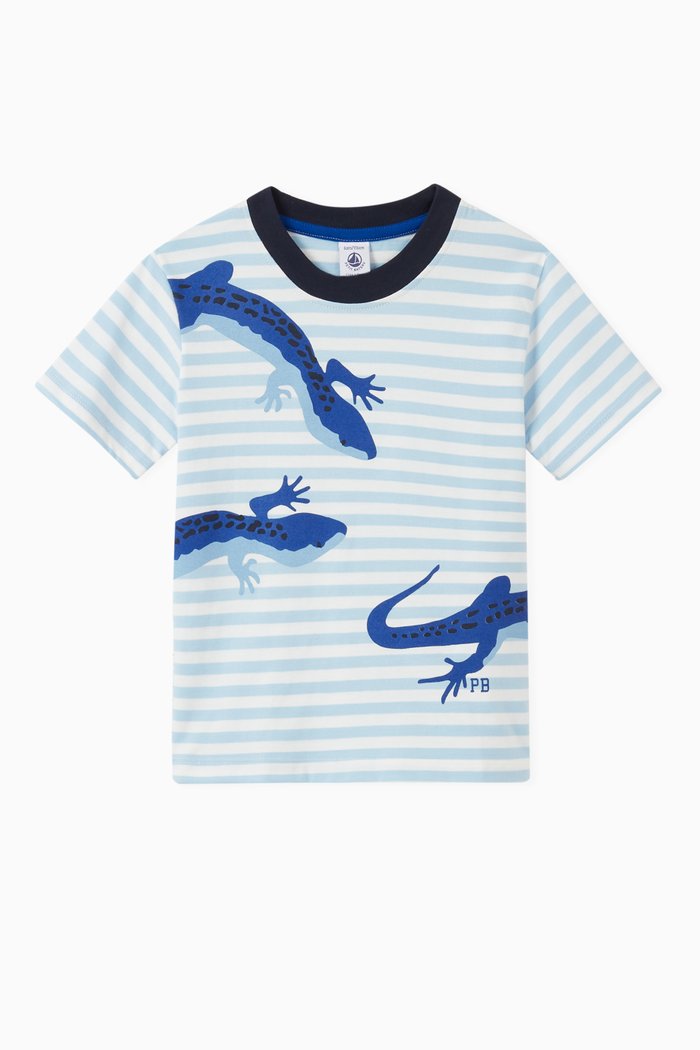 Striped Printed T-shirt in Cotton, Multicolour