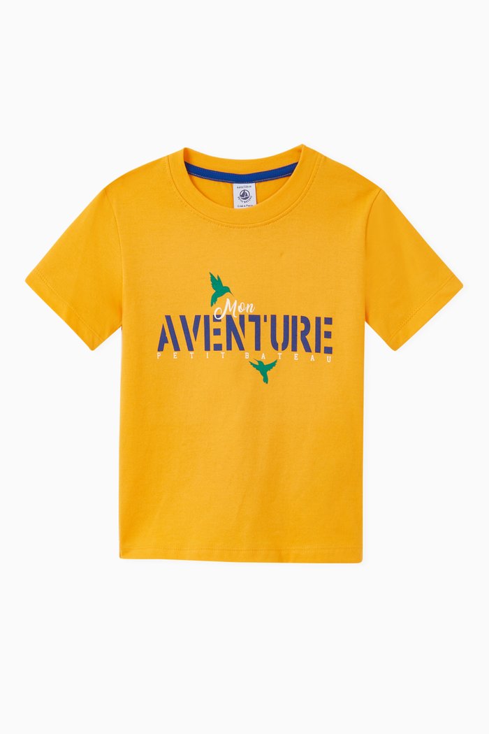 Printed T-shirt in Cotton, Yellow