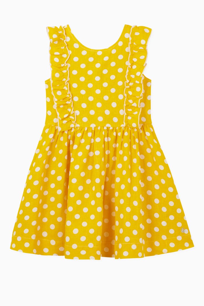

Polka Dots Dress in Linen, Yellow