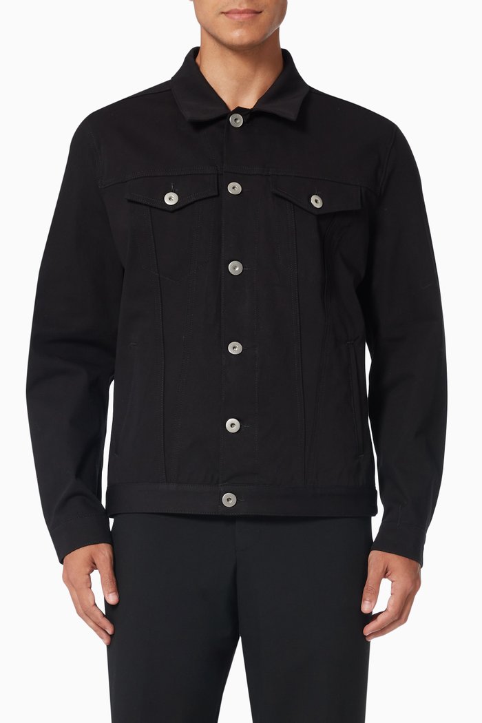 

Lightweight Trucker Jacket in Cotton, Black