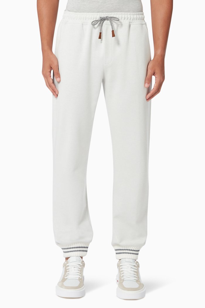 

Contrast Stripe Sweatpants in Cotton, White