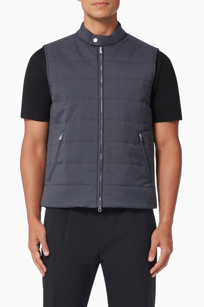 

Quilted Gilet in Lightweight Nylon, Blue