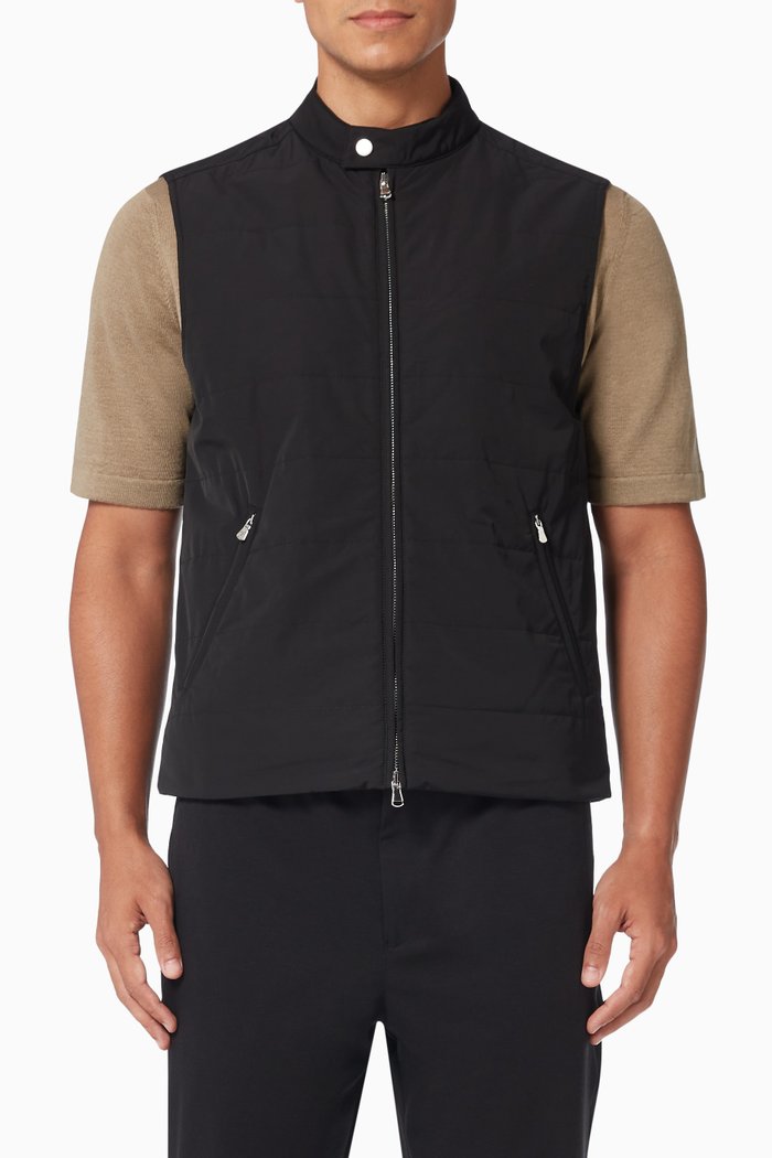 

Quilted Gilet in Lightweight Nylon, Black