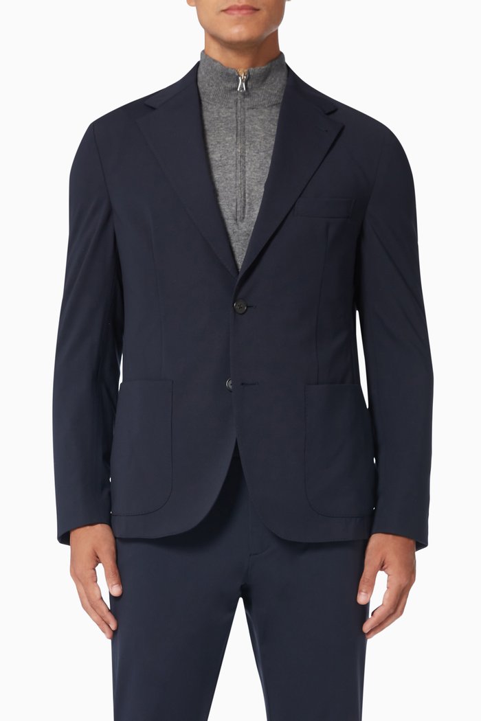 

Lightweight Blazer in Stretch Nylon, Blue