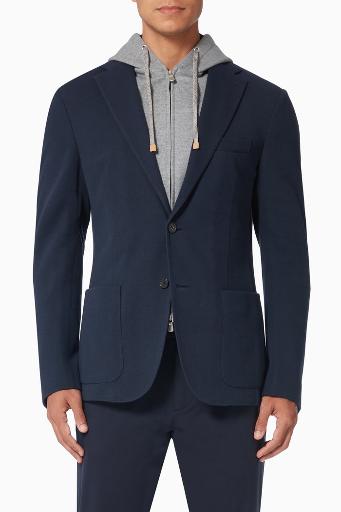 

Detachable Hood Blazer in Nylon, Blue