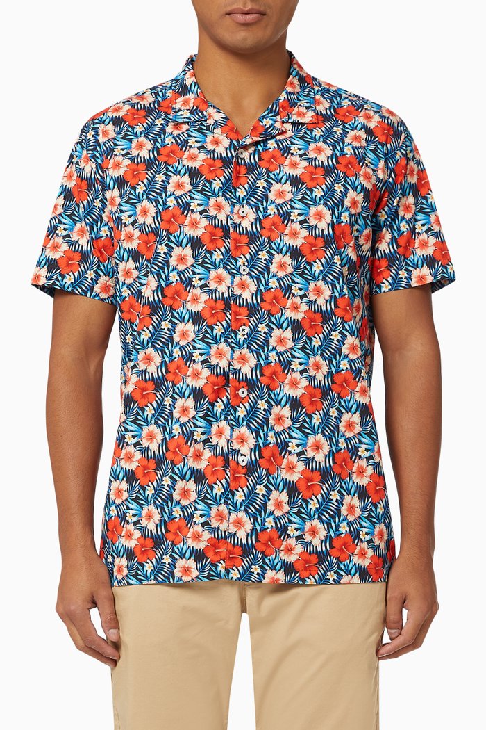Rom Hawaii Shirt in Cotton Poplin, Multicolour