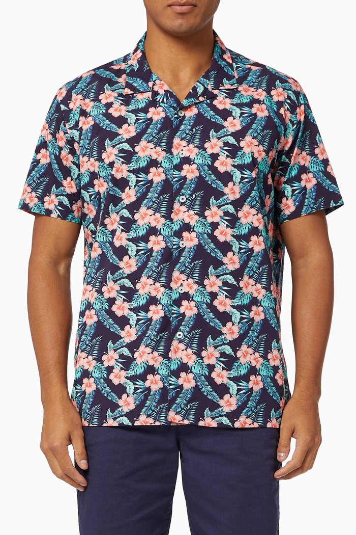Rom Hawaii Shirt in Cotton Poplin, Multicolour