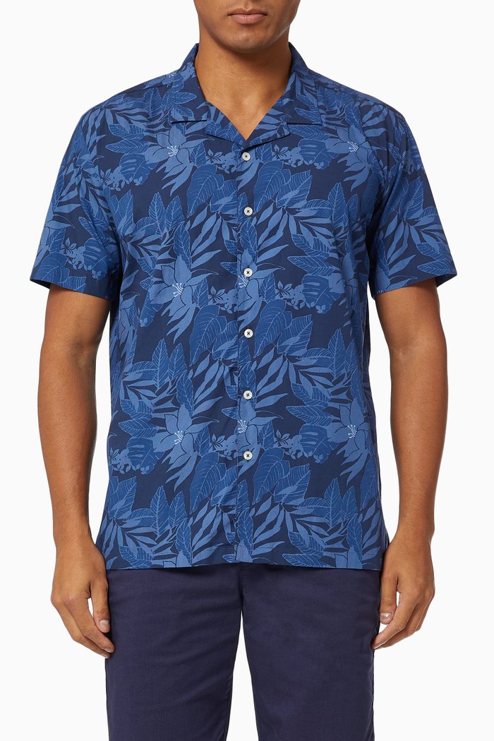 

Rom Hawaii Shirt in Cotton Poplin, Blue