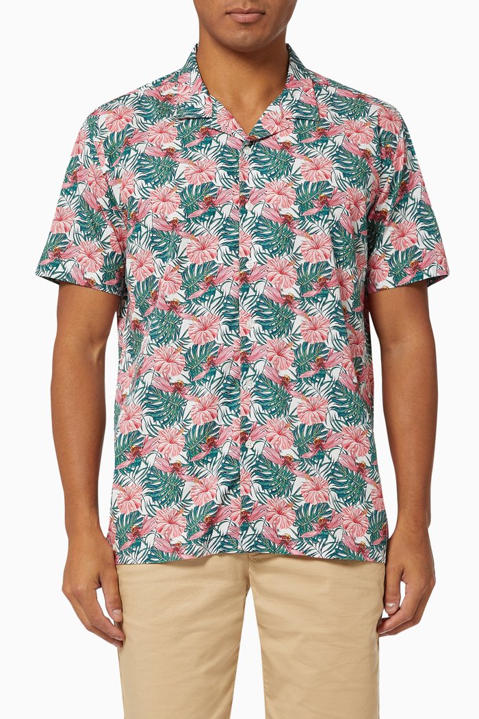 Rom Hawaii Shirt in Cotton Poplin, Multicolour