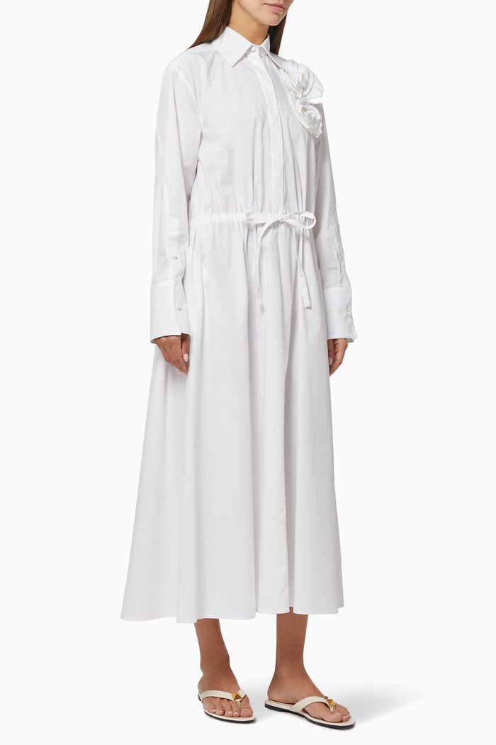 

Valentino Rose Blossom Shirt Dress in Cotton Poplin, White