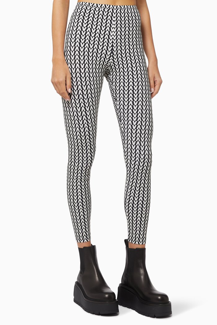 Leggings in Valentino Optical Jersey, Black