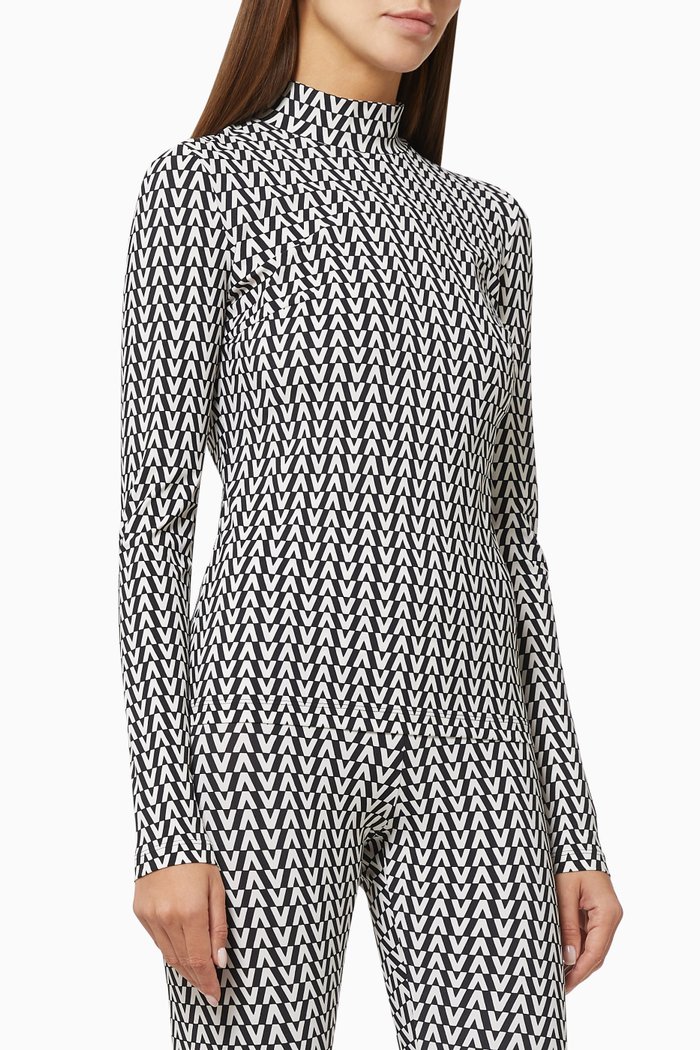 Top in Valentino Optical Jersey, Black