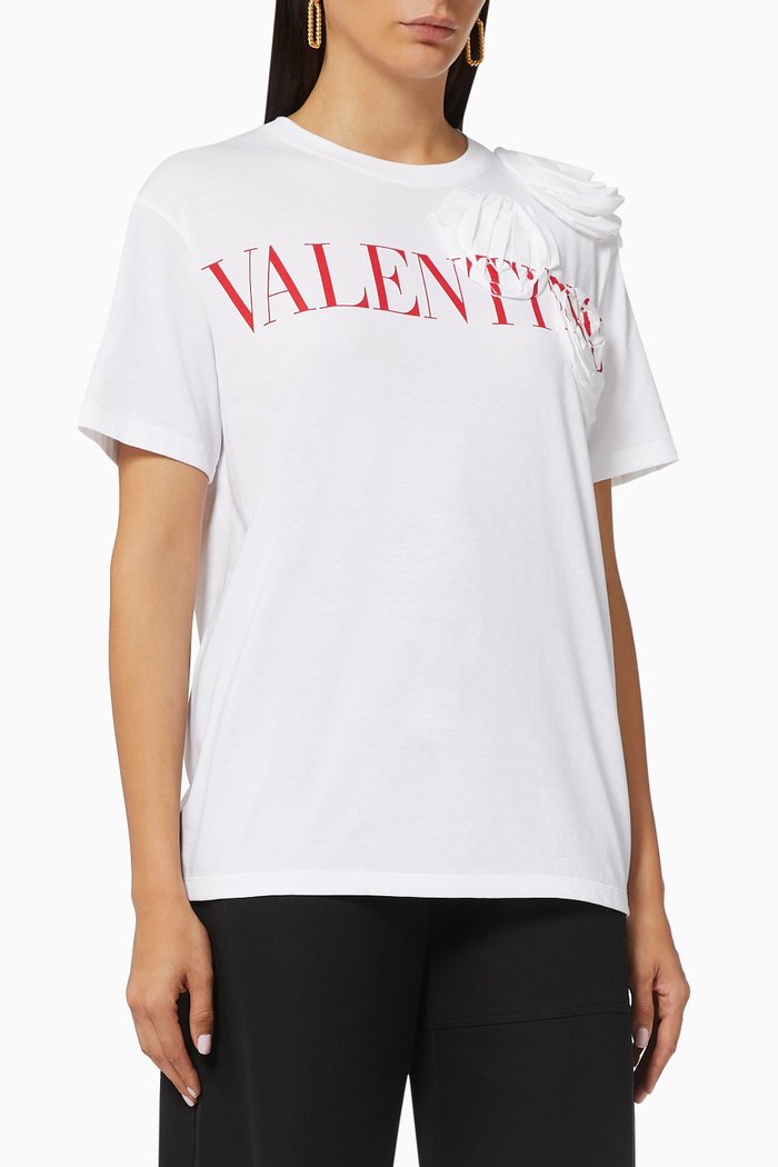 

Valentino Rose Blossom T-shirt in Cotton Jersey, White
