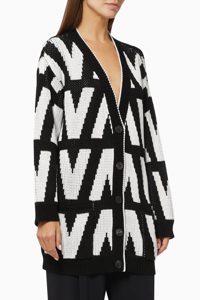 

Sweater in Valentino Optical Jacquard Cotton, Black