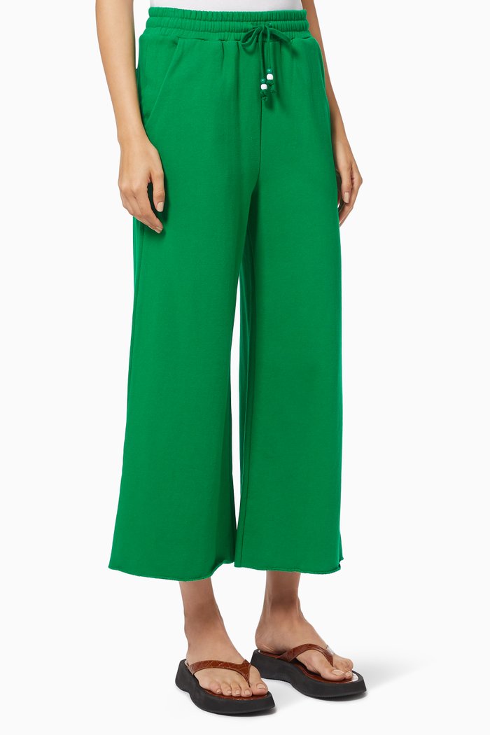 

Cropped Wide-leg Sweatpants in Cotton Terry, Green