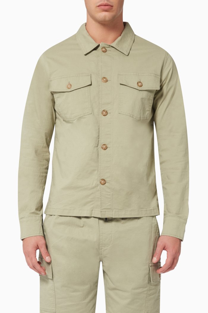 

Shirt Jacket in Organic Cotton & Linen, Green