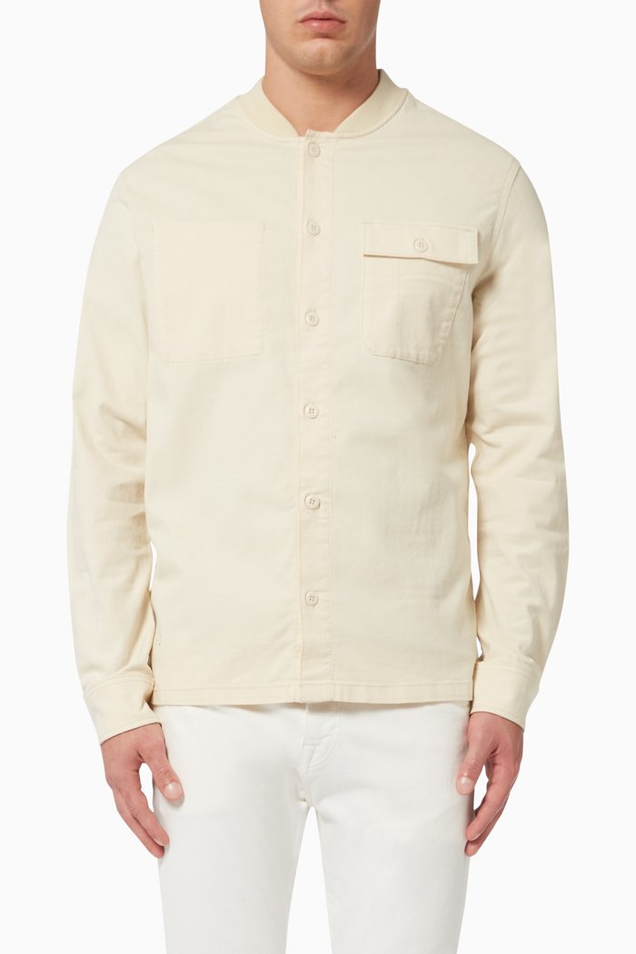 Quilt Detail Jacket in Organic Cotton, Neutral