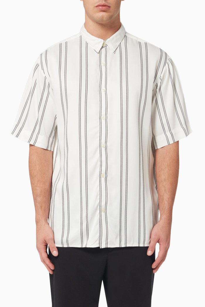 

Vertical Stripes Shirt in Lenzing™ Ecovero™, White