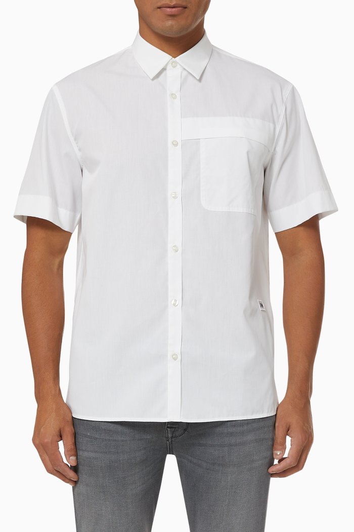 

Branded Patch Shirt in Cotton, White