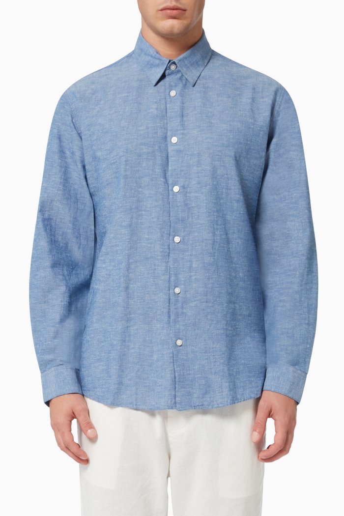 

Classic Shirt in Organic Cotton & Linen, Blue