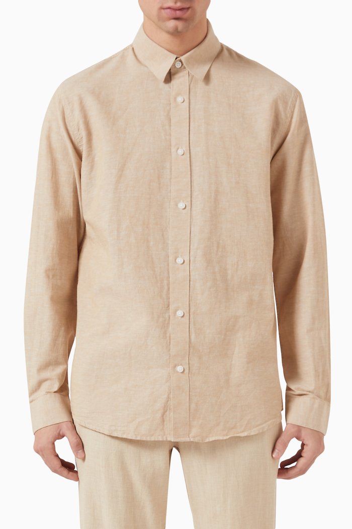 

Classic Shirt in Organic Cotton & Linen, Brown