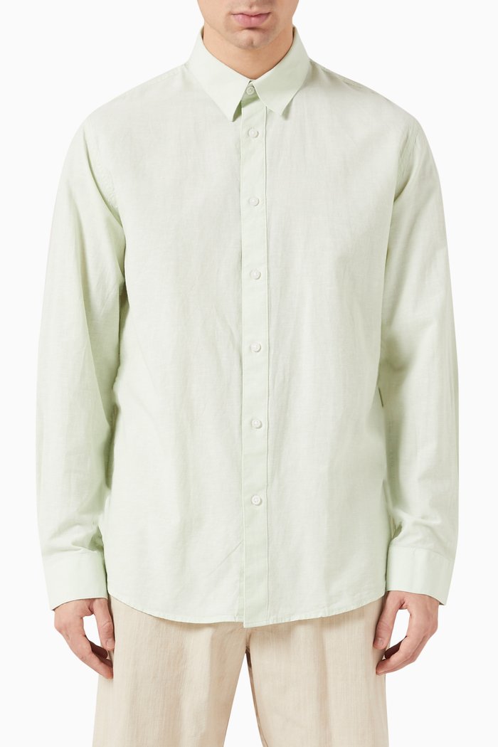 

Classic Shirt in Organic Cotton & Linen, Grey