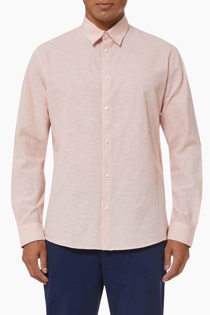 Classic Shirt in Organic Cotton & Linen, Pink