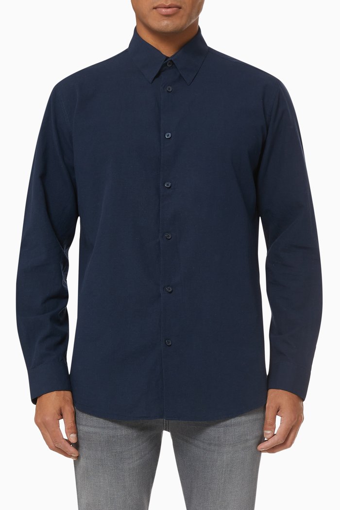 

Classic Shirt in Organic Cotton & Linen, Blue