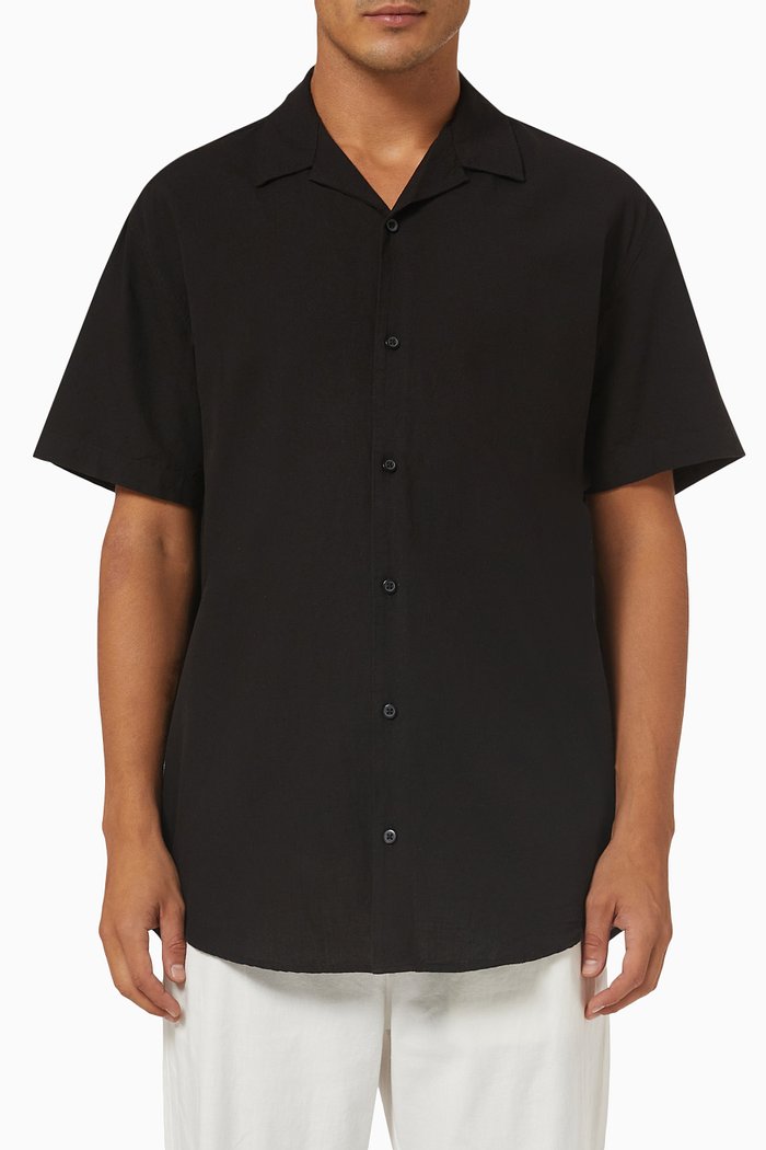

Resort Shirt in Linen, Black