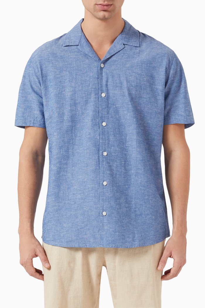 

Resort Shirt in Linen, Blue