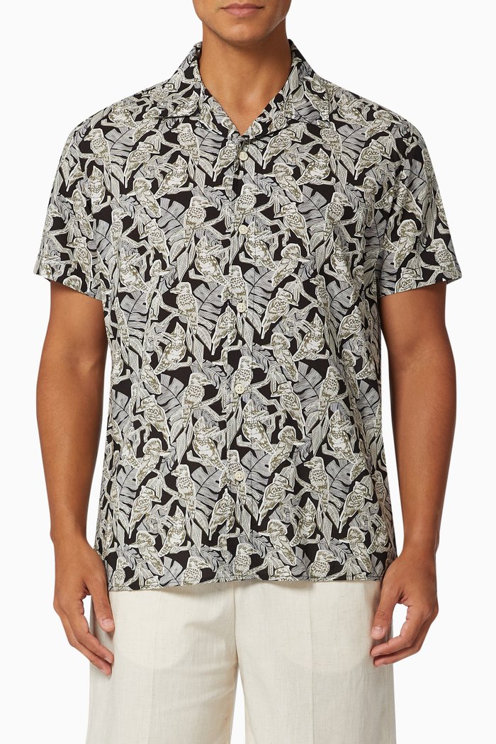 Cuban Collar Shirt in Cotton Modal, Multicolour