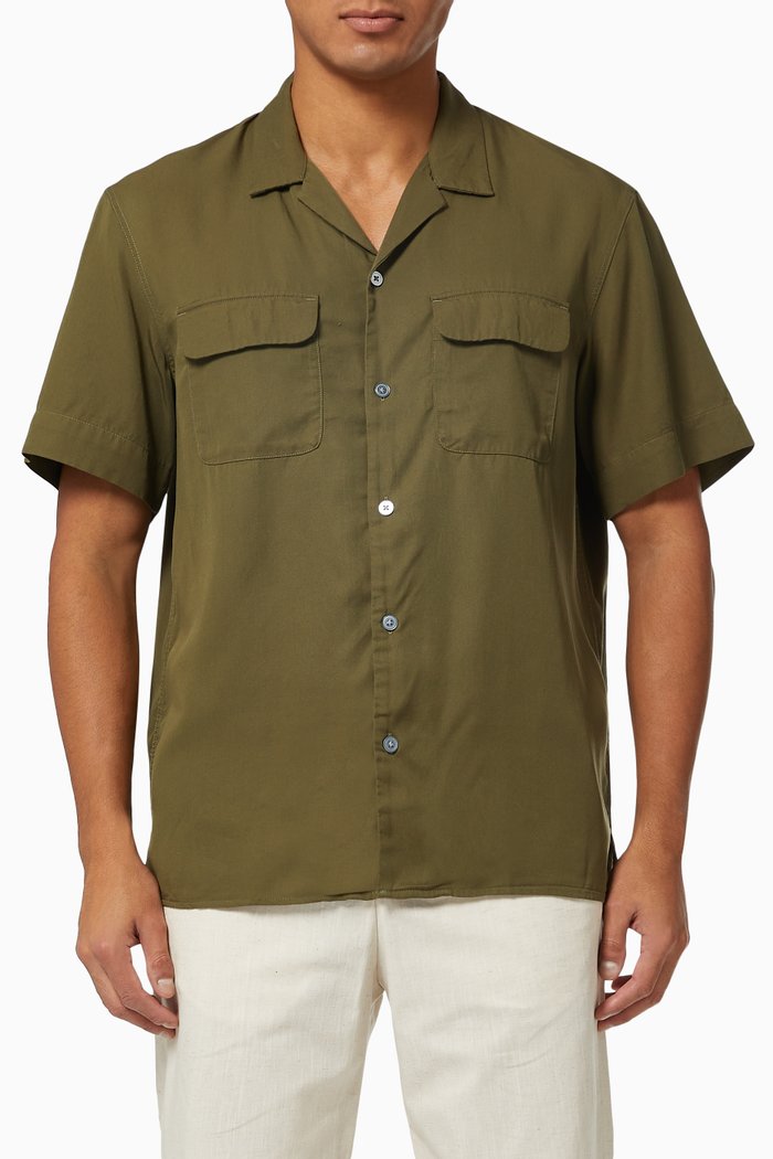 

Cuban Collar Shirt in Tencel™ Lyocell, Green