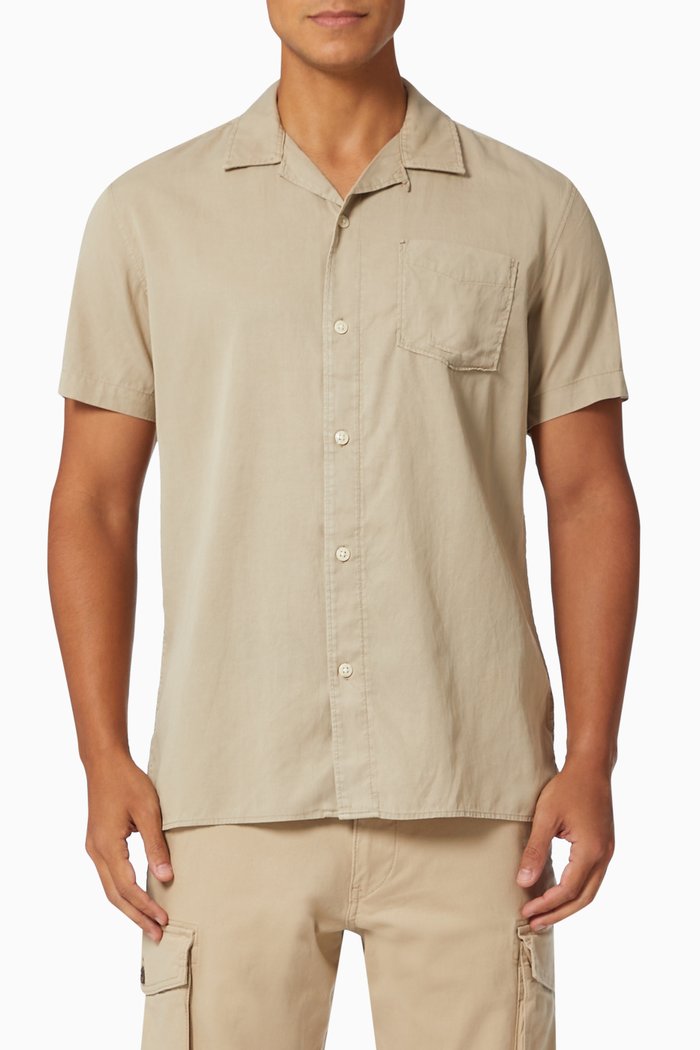 

Cuban Collar Shirt in Organic Cotton, Neutral
