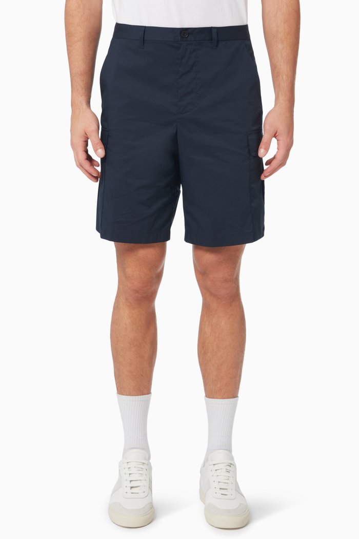 

Cargo Shorts in Stretch Organic Cotton Blend, Blue