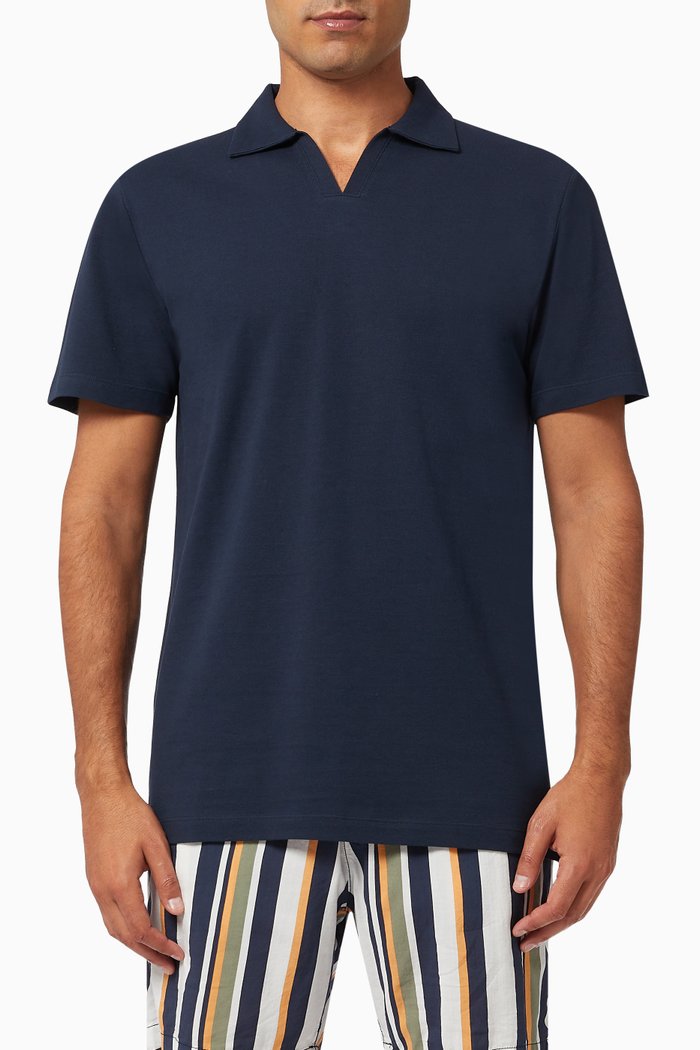 Piqué Polo Shirt in Organic Cotton, Blue