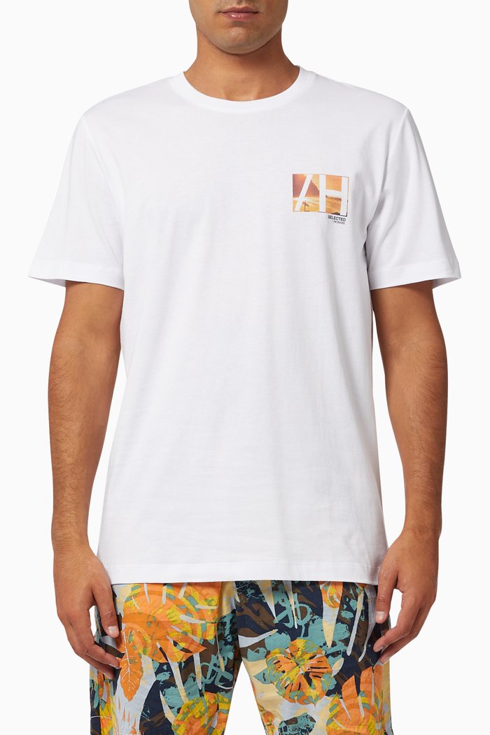 

Chest Print T-Shirt in Organic Cotton, White
