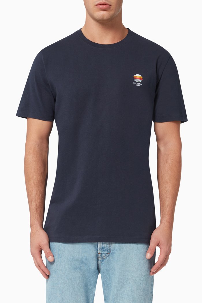 

Chest Embroidery T-shirt in Organic Cotton, Blue