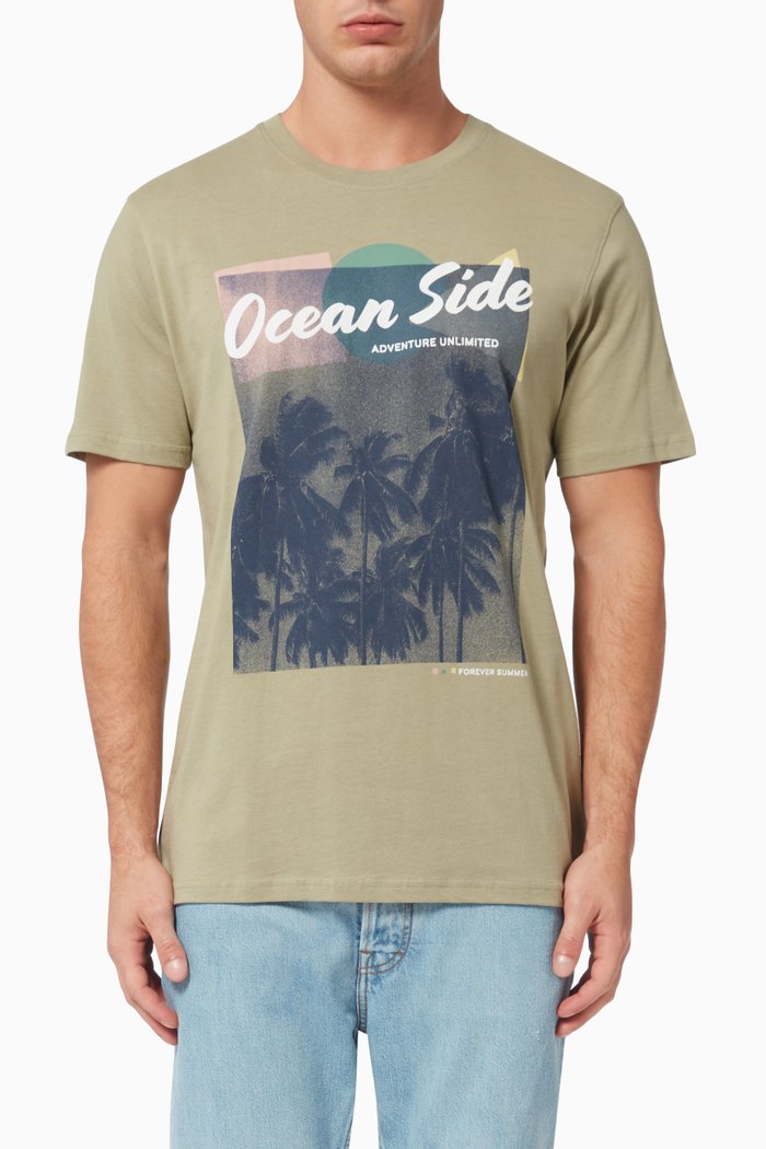 

Statement Print T-shirt in Organic Cotton, Green