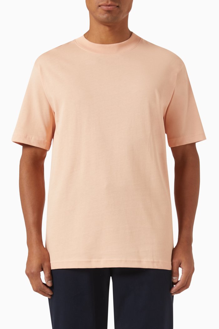 

Mock Nek Relaxed-fit T-shirt in Organic Cotton, Pink