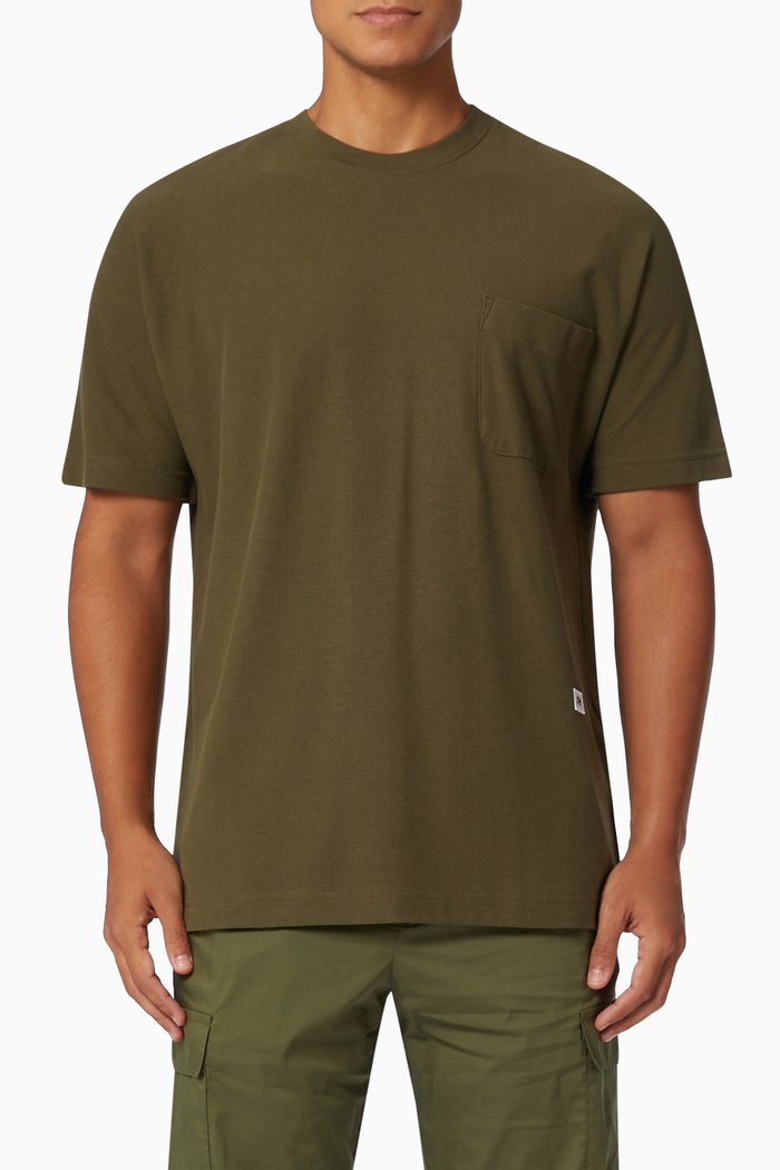 

Seamless Textured T-shirt in Organic Cotton, Green