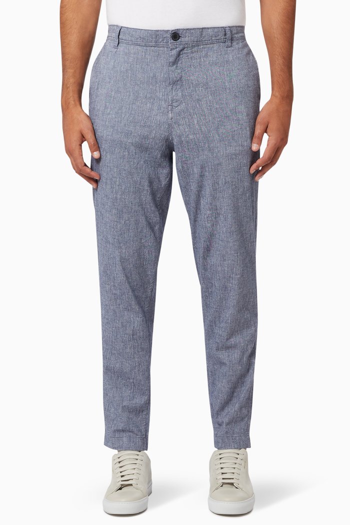 

Slim Tapered Fit Pants in Linen, Blue